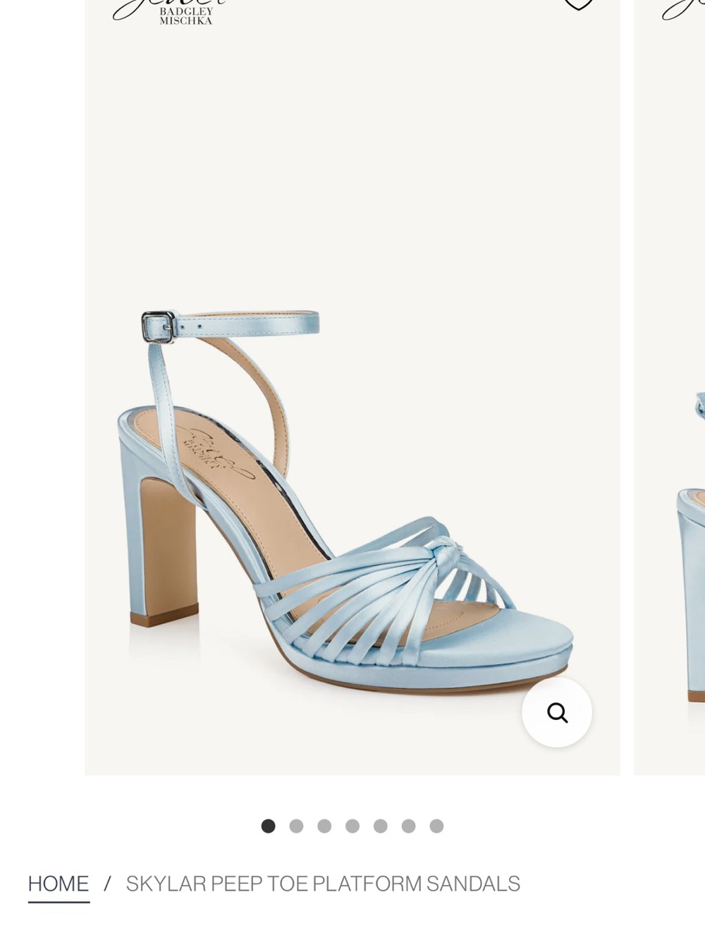 Jewel Badgley Mischka Skylar Satin Light Blue Knotted Strap Heels